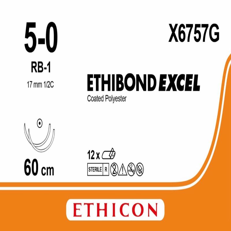 ЕТИБОНД ЕКСЕЛЬ (ETHIBOND EXCEL) зелений 60см M1 USP5/0 дві голки RB-1